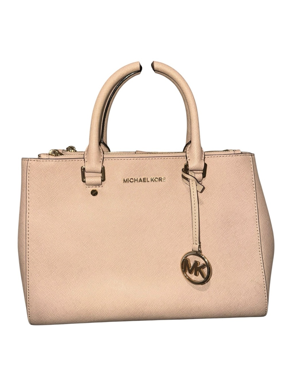 Michael Kors Pale Pink Saffiano Satchel with Gold Hardware
